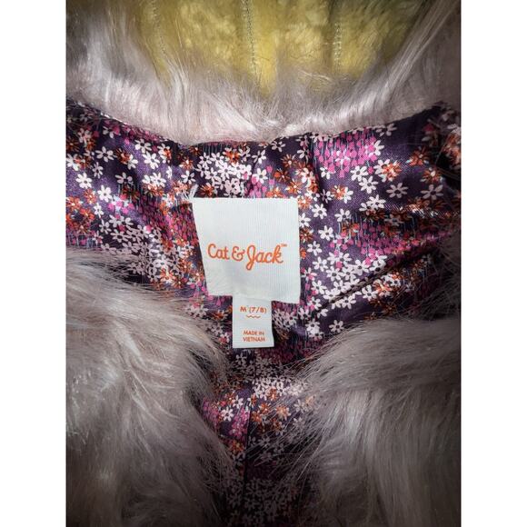 Girls Cat & Jack Furry Vest Winter Pink Brown Size Medium 7/8 - Picture 2 of 6